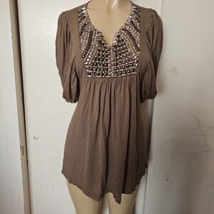 Esprit Brown Embellished Blouse